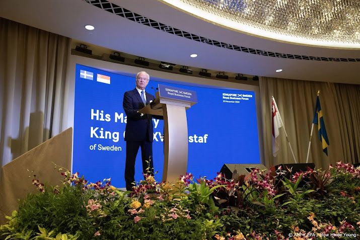 Zweedse koning Carl Gustaf bij zakenforum in Singapore