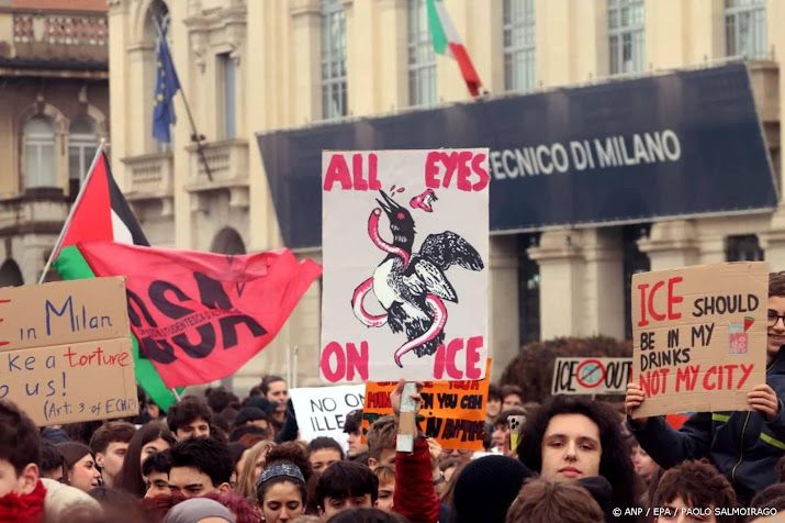 Protest in Milaan tegen aanwezigheid ICE bij Olympische Spelen