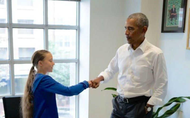 Barack Obama en Greta Thunberg ontmoeten elkaar in Washington: "Jij en ik vormen een team"