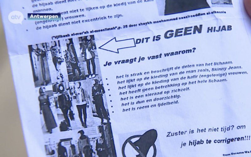 Pamfletten aan Moslima's uitgedeeld in Antwerpen: "Draag een volledig bedekkende hidjab, een gewone hoofddoek is niet kuis genoeg"