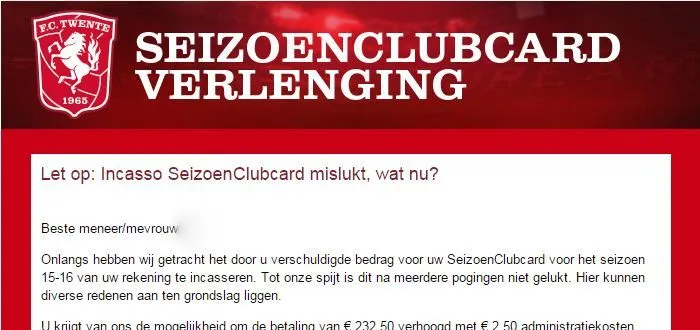 WAARSCHUWING! Mogelijk phishing mail in omloop!