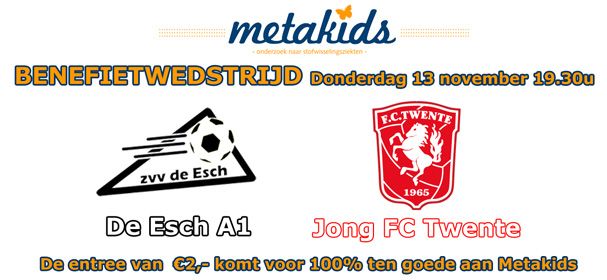 Jong FC Twente speelt benefietwedstrijd in Oldenzaal
