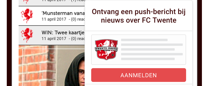 NIEUW: Ontvang een push notificatie bij nieuws over FC Twente