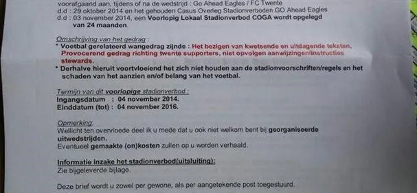 Clubman GAE krijgt stadionverbod na provocaties richting FC Twente