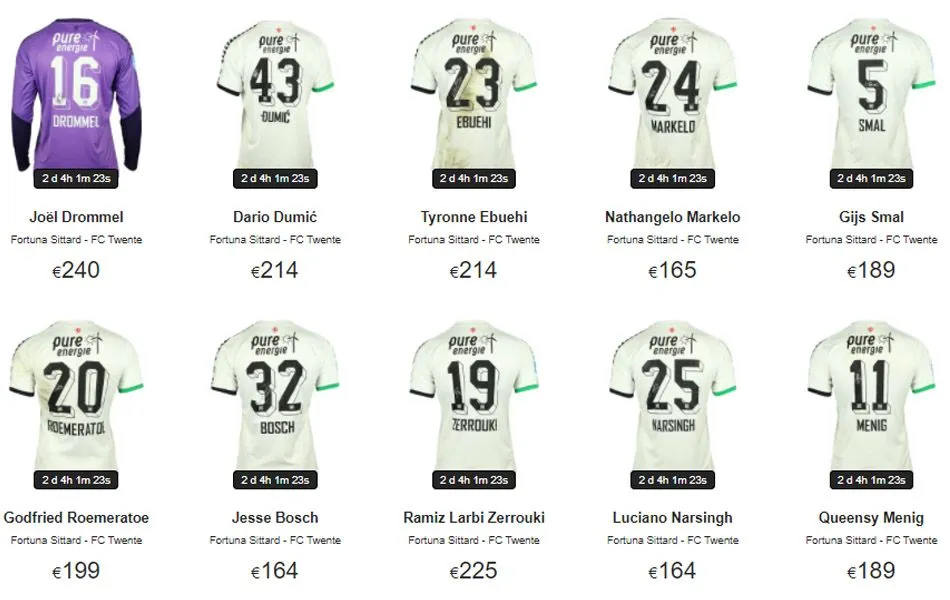 Bied nu op deze unieke matchworn wedstrijdshirts van FC Twente