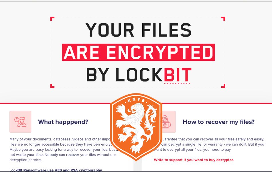 KNVB gehackt door beruchte cybercriminele groep Lockbit