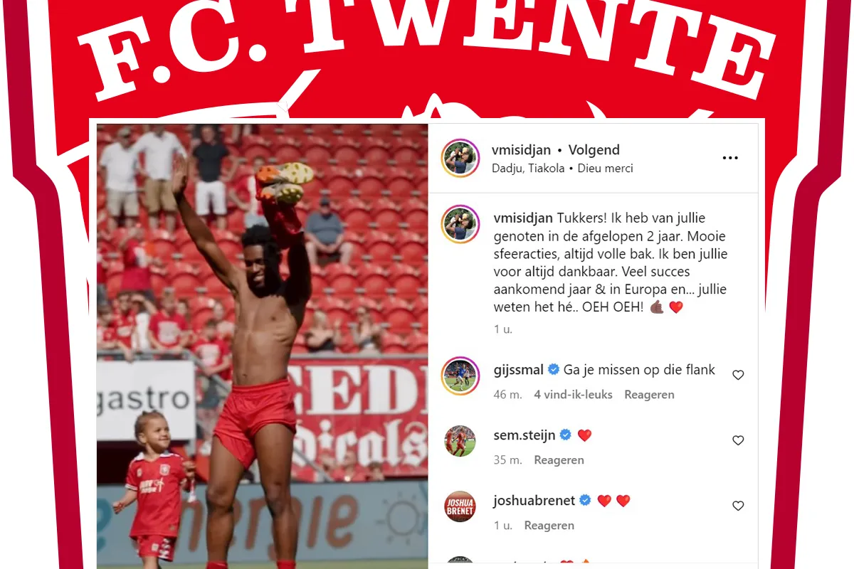 Misidjan bedankt Twente-supporters: "Jullie weten het hé!.. OEH OEH!"