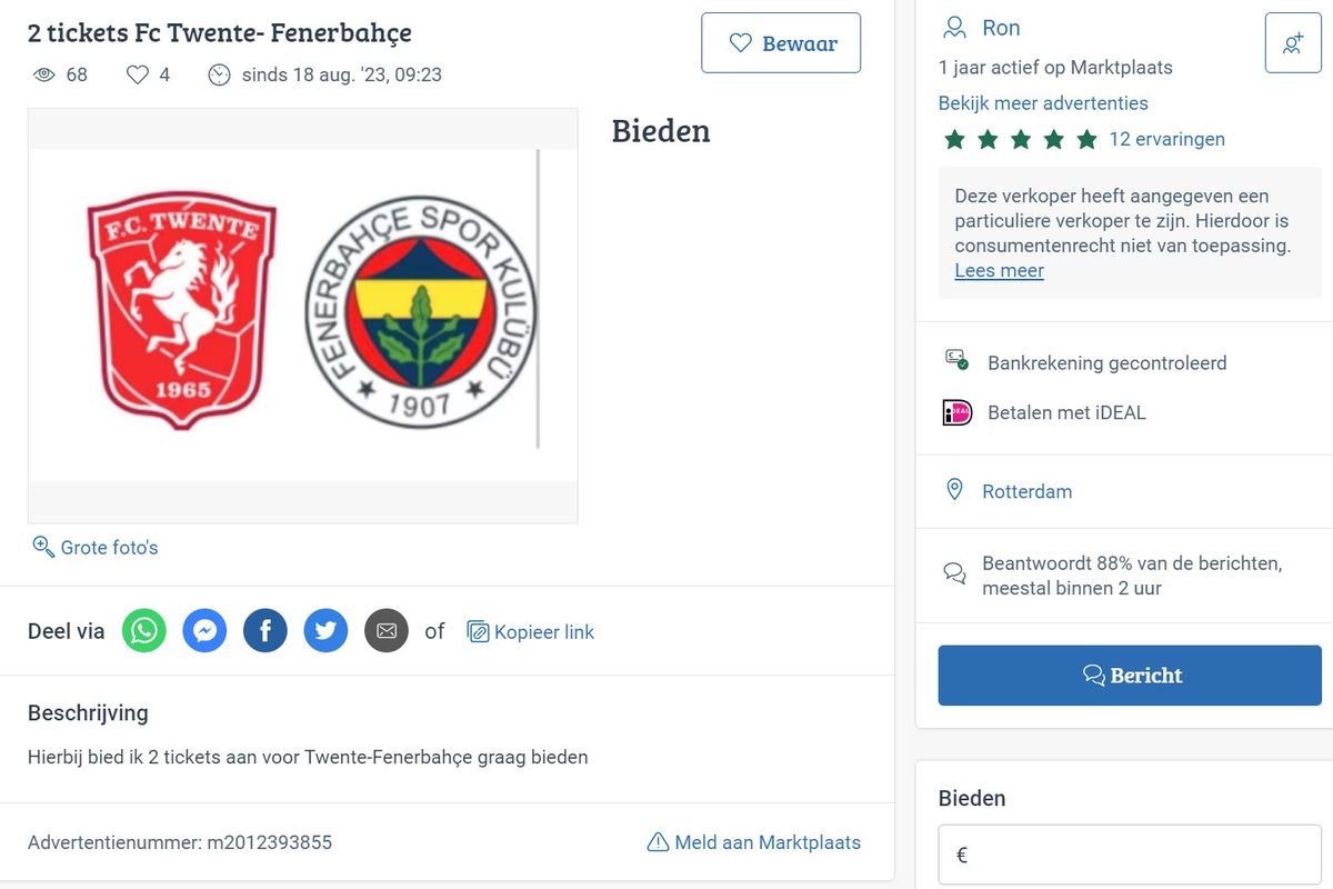 FC Twente gaat keihard ingrijpen tegen illegale kaarthandel voor Fenerbahce-thuis