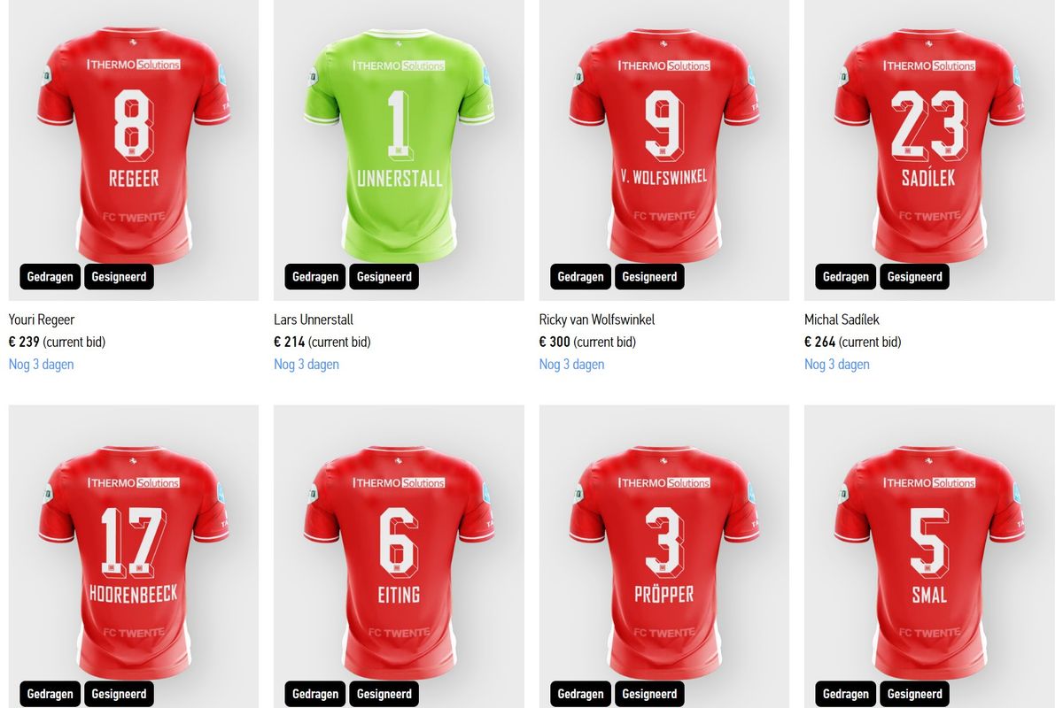 Bied mee! Zestien gedragen en gesigneerde wedstrijdshirts FC Twente geveild