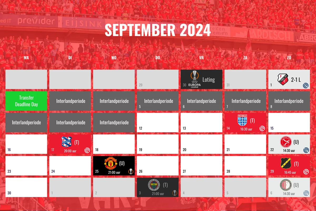 september 2024 speelschema programma fc twente