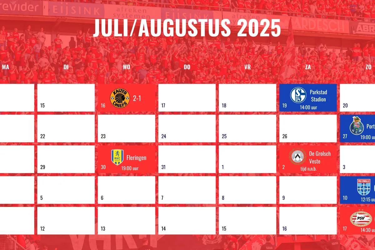 Speelschema FC Twente augustus (4)