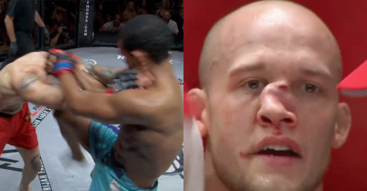 Mismaakt! S-bocht neus door venijnig knietje MMA-vechter (video)