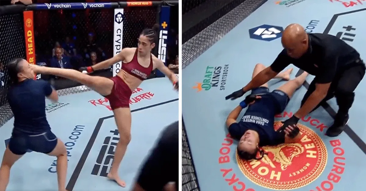 Vechter trapt hoofd rivaal scheef en pakt UFC-contract (video)