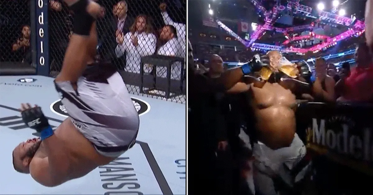 Biertje! Zo viert 120 kilo Huggy Bear feestje na winnen UFC-gevecht