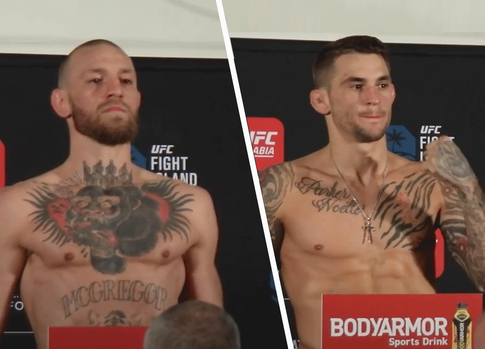 De strijd is aan: McGregor en Poirier op wedstrijdgewicht (video)