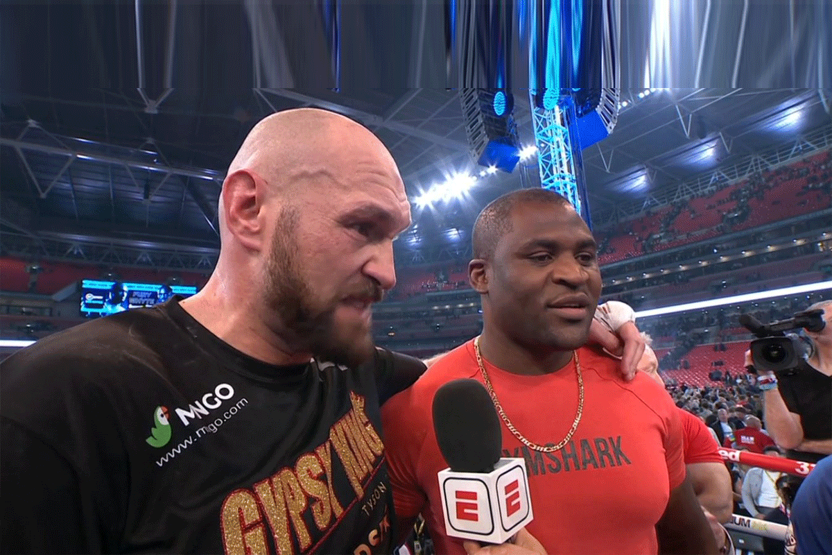 Bokskoning Fury en UFC-ster Ngannou gaan tegen elkaar vechten (video)