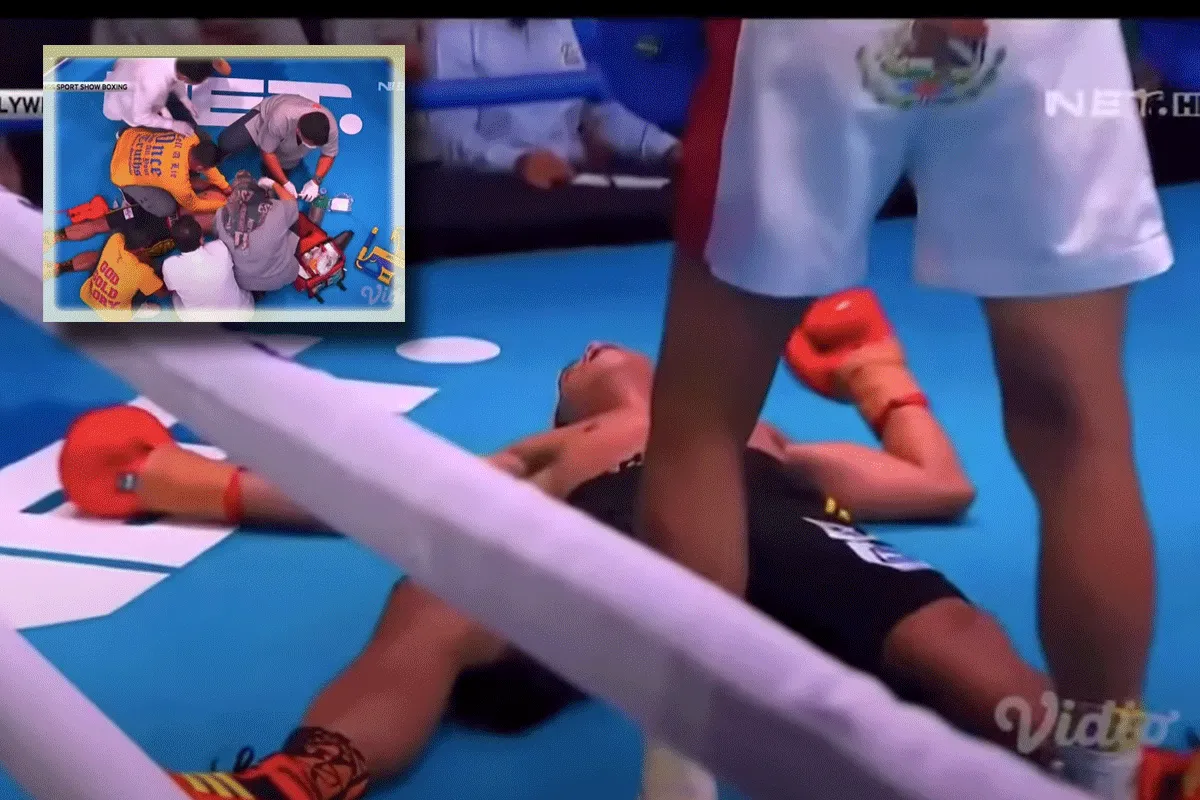 Bokser in coma geslagen voor ogen geschokte fans (video)