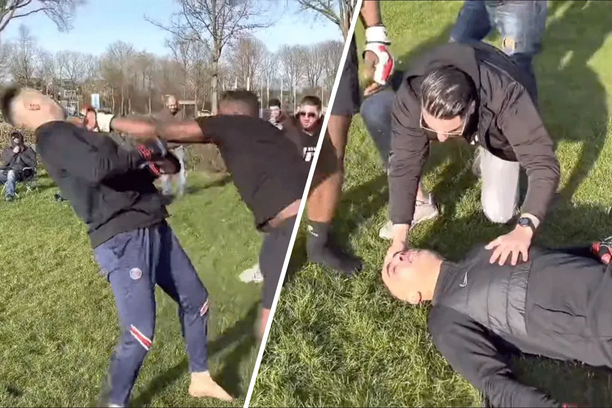 Zware 'KO' na klappen tijdens illegaal gevecht in Tiel (video)