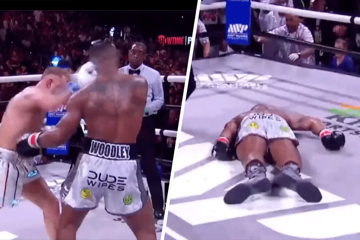 BOE! Jake Paul MEPT Tyrone Woodley 'KO' in rare wedstrijd (video)