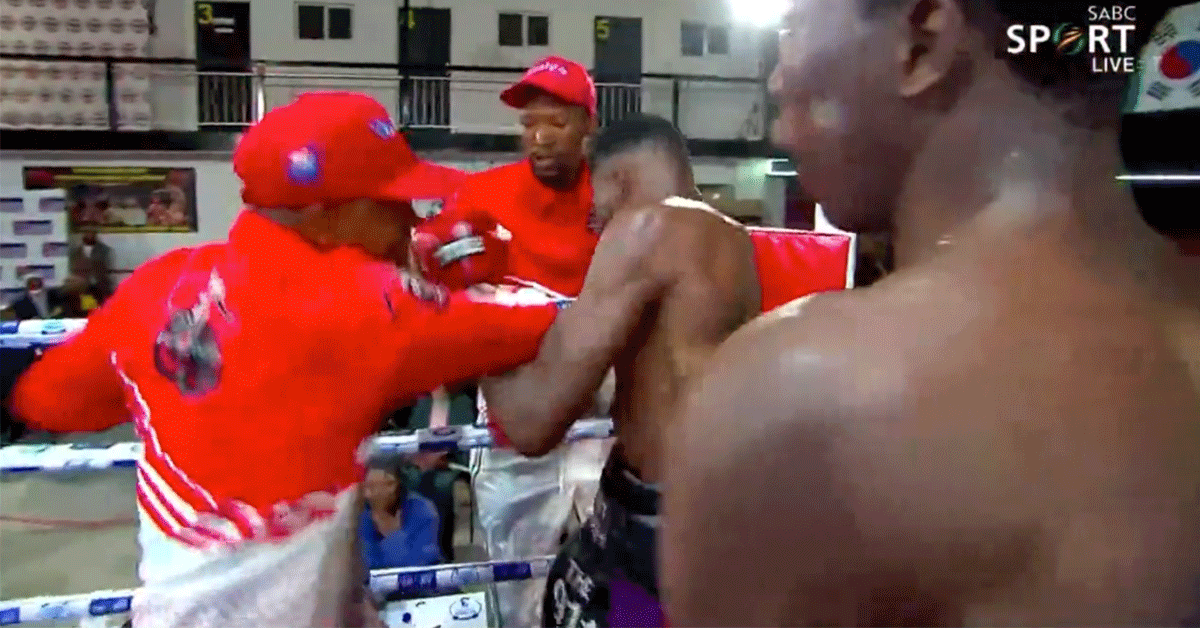 Geflipte coach slaat bokser in elkaar na winnen wedstrijd (video)