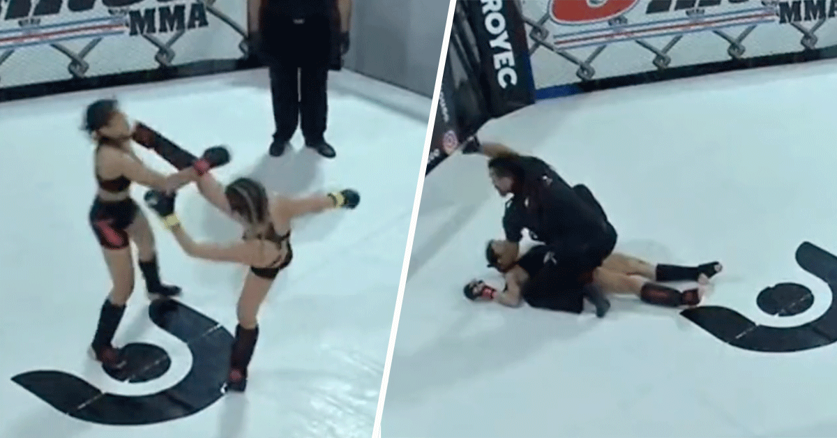 Debutant zwaar KO getrapt door Headkick killer: 6 seconden (video)
