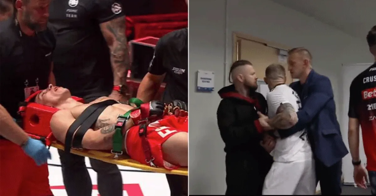 Medisch team aangevallen na afvoeren vechter op brancard (video)