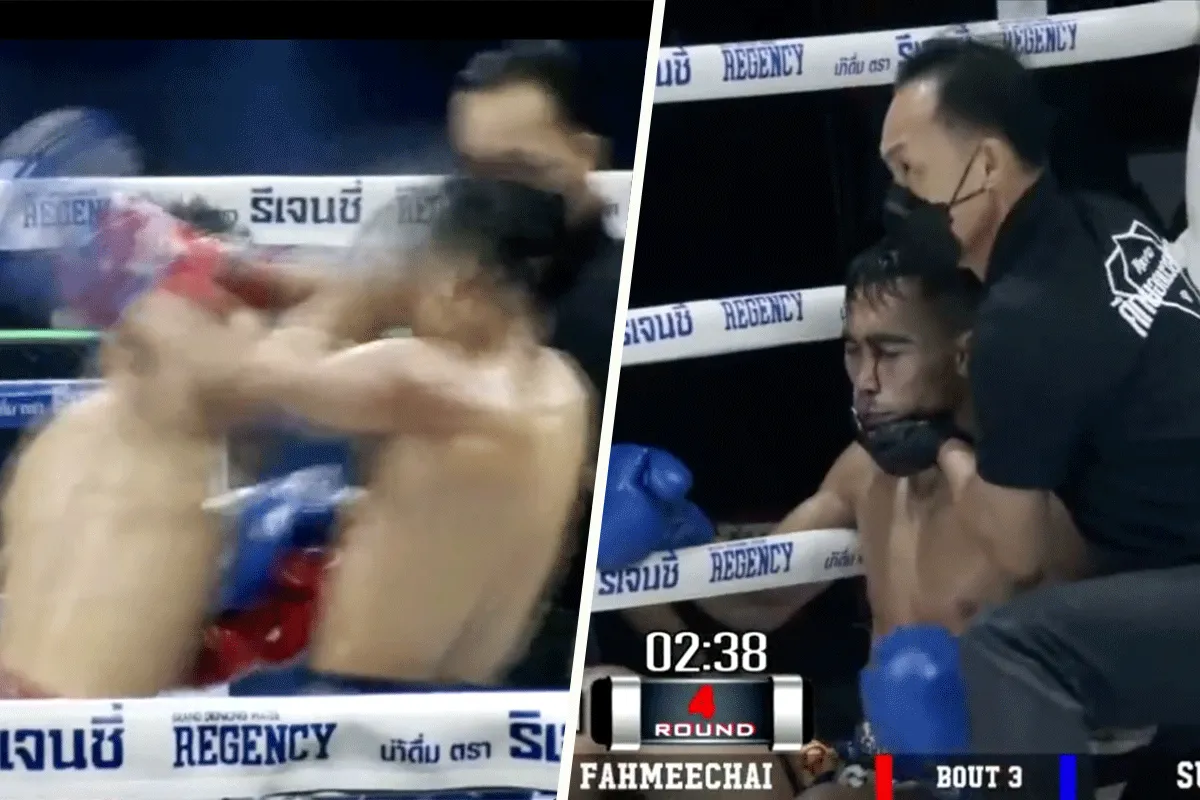 Kickbokser 'KO' door verwoestende elleboog (video)