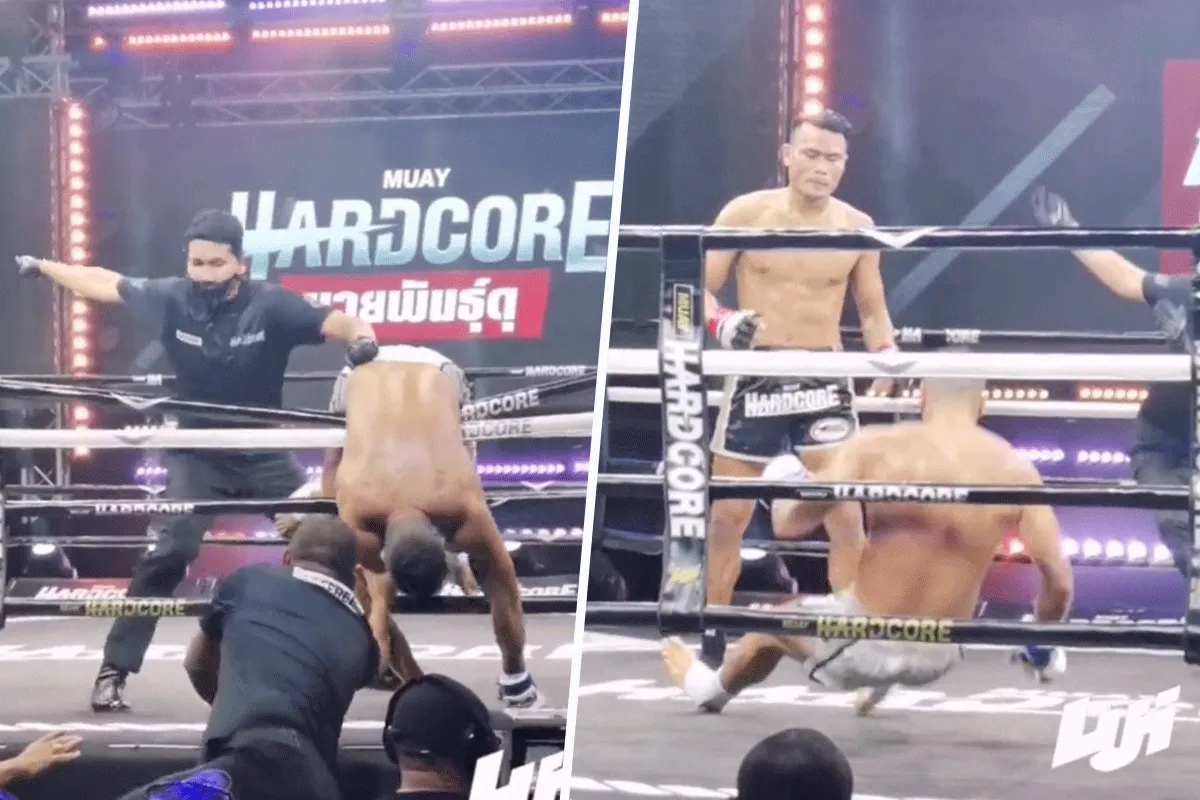 Kickbokser dubbel geklapt in de ring: 'geen schijn van kans' (video)
