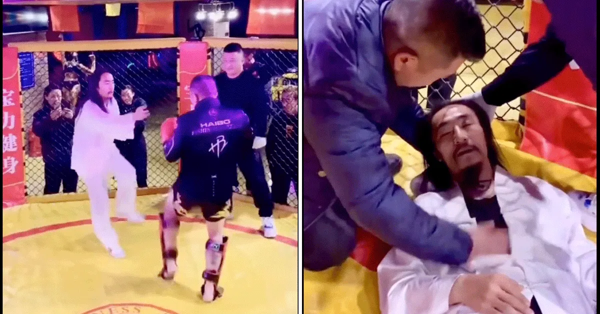 Dodelijke stoot kickbokser fataal voor Kung Fu meester! 'Die gil' (video)