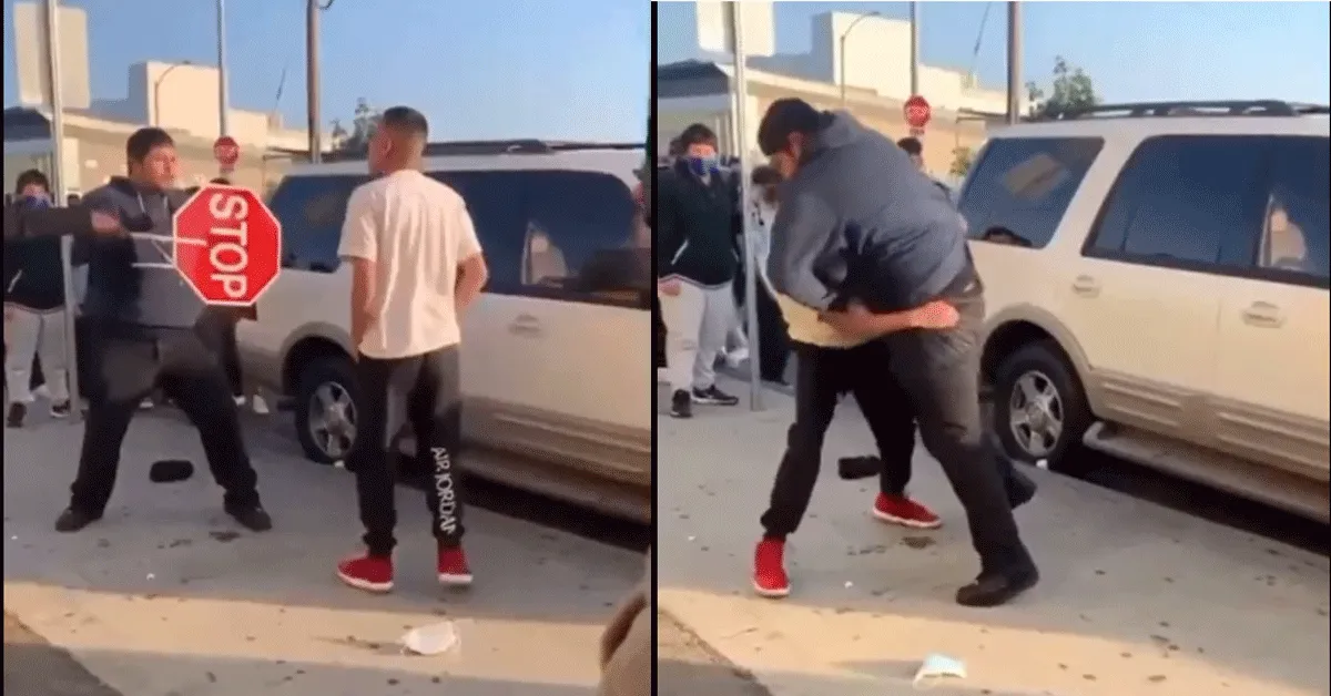 'Klaarover! Oversized jongen mept pestkop de tandjes (video)