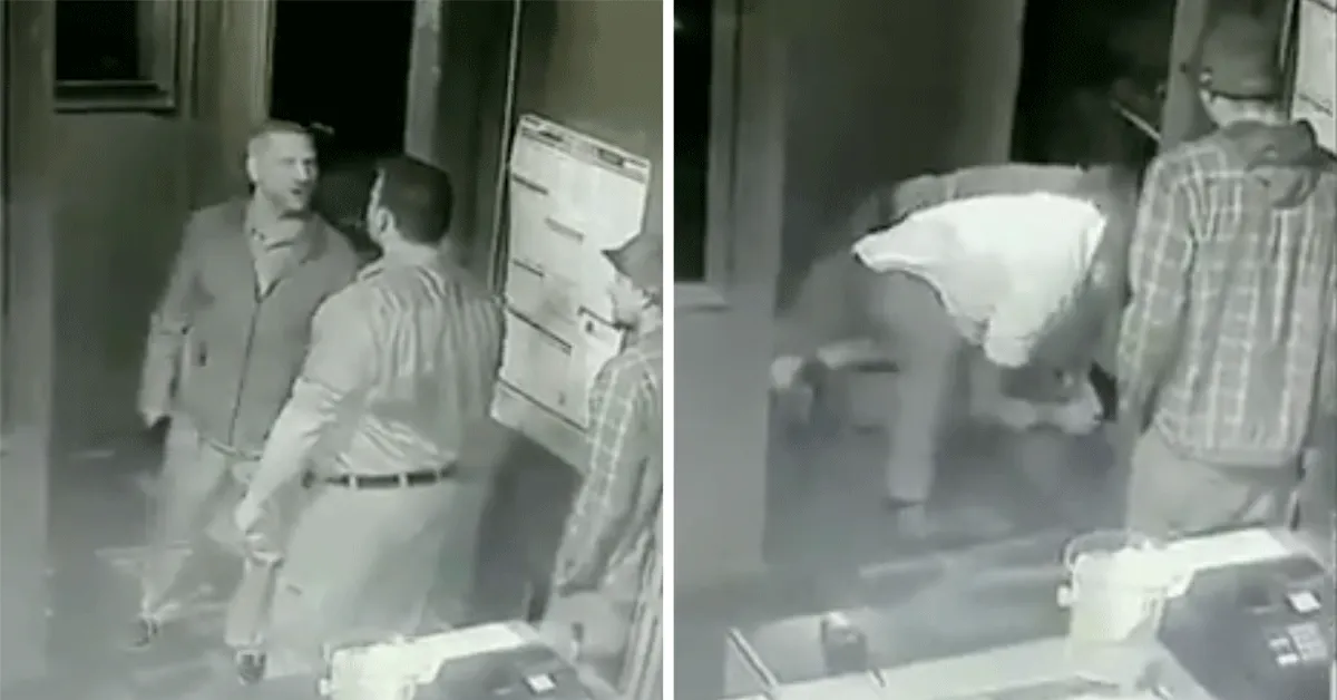 Man met pistool afgestraft door uitsmijter (video)