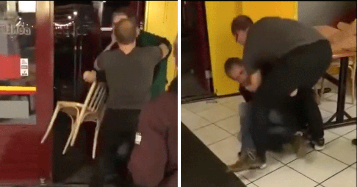 Man slaat agressieve klanten snackbar door! 'Bel de politie' (video)
