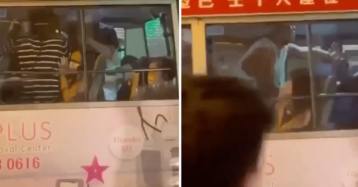 Mannen slaan erop los in bus! Juichende Menigte geniet (video)
