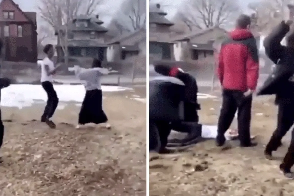 Meisje mept jongen in elkaar! 'Vuile schoft! (video)