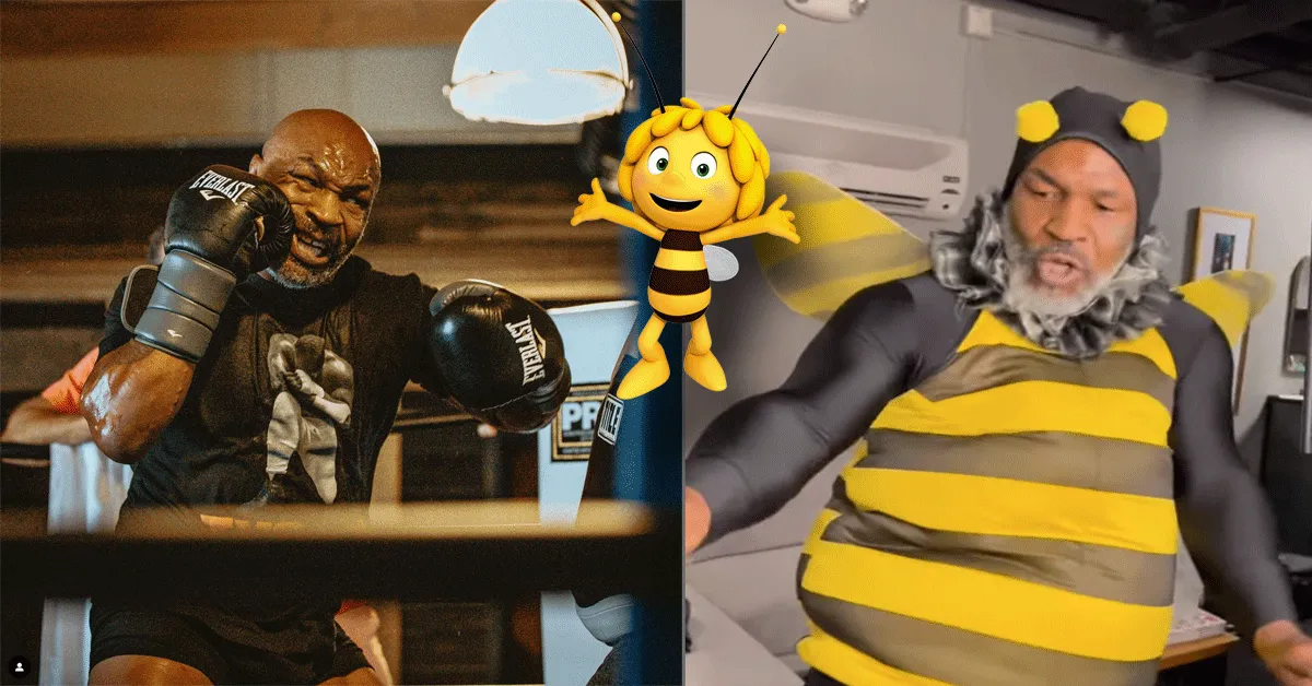 Gekkie! Mike Tyson gaat los in 'Maja de Bij' outfit (video)