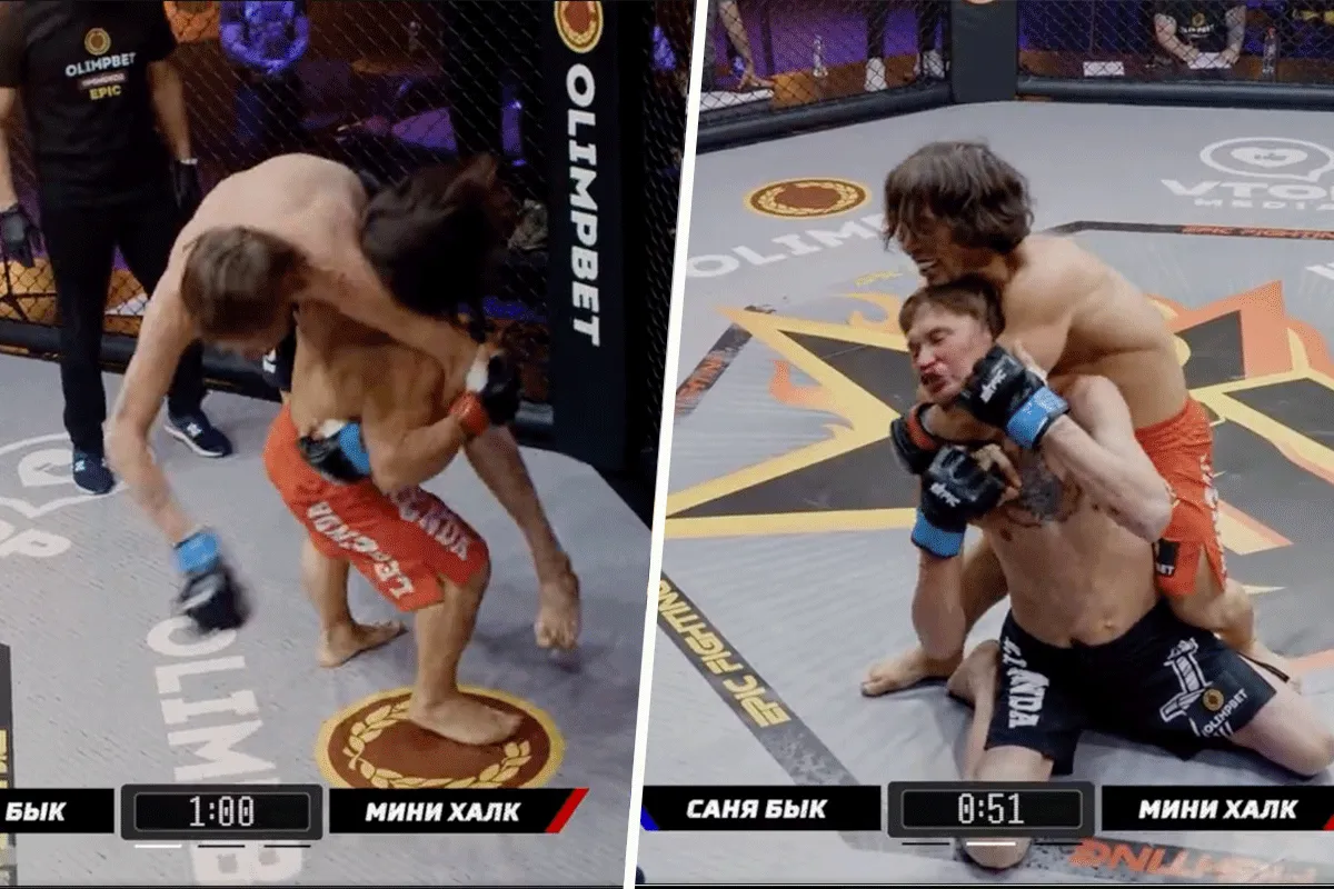 Mini Hulk MEPT dakloze door MMA-kooi! 'Freakshow' (video)