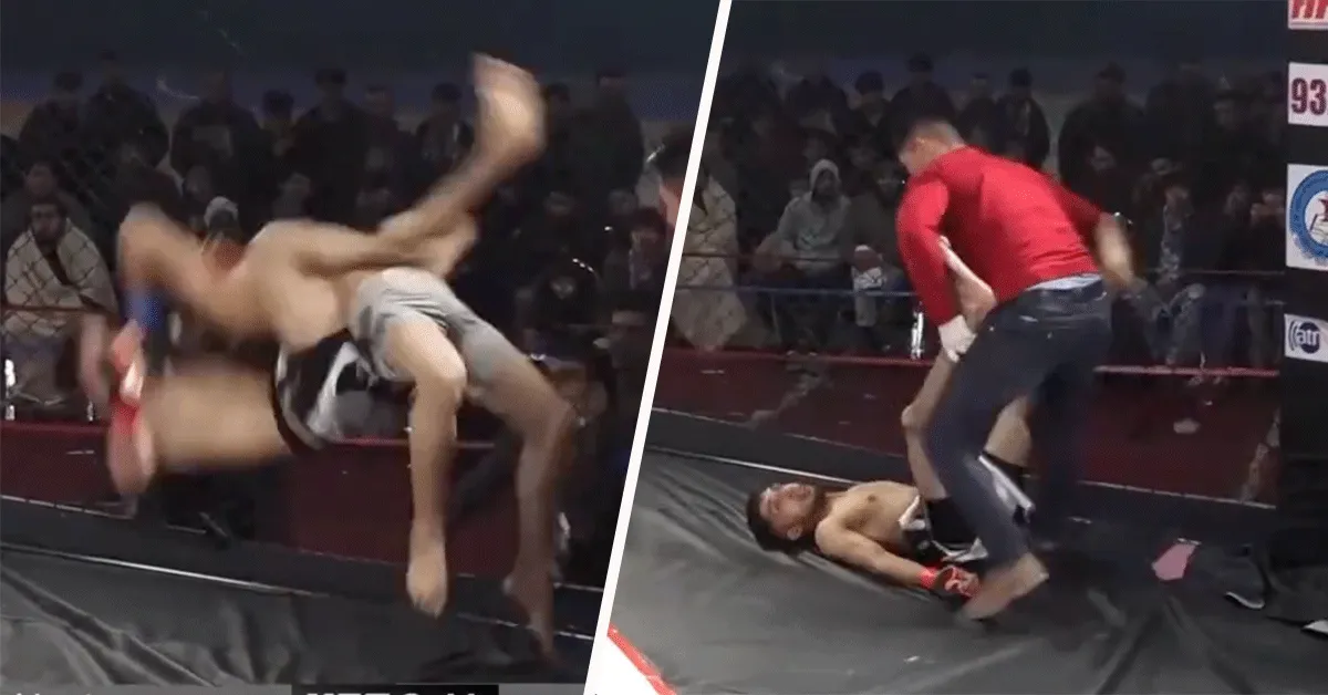 Gruwelijk! Vechter halfdood na zieke truc rivaal (video)