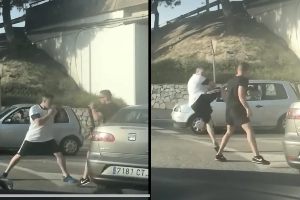 Nep kickbokser krijgt klappen tijdens verkeersruzie (video)