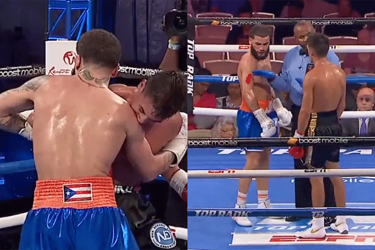 Gekkenhuis! Bokser bijt tegenstander: 'riskeert diskwalificatie' (video)