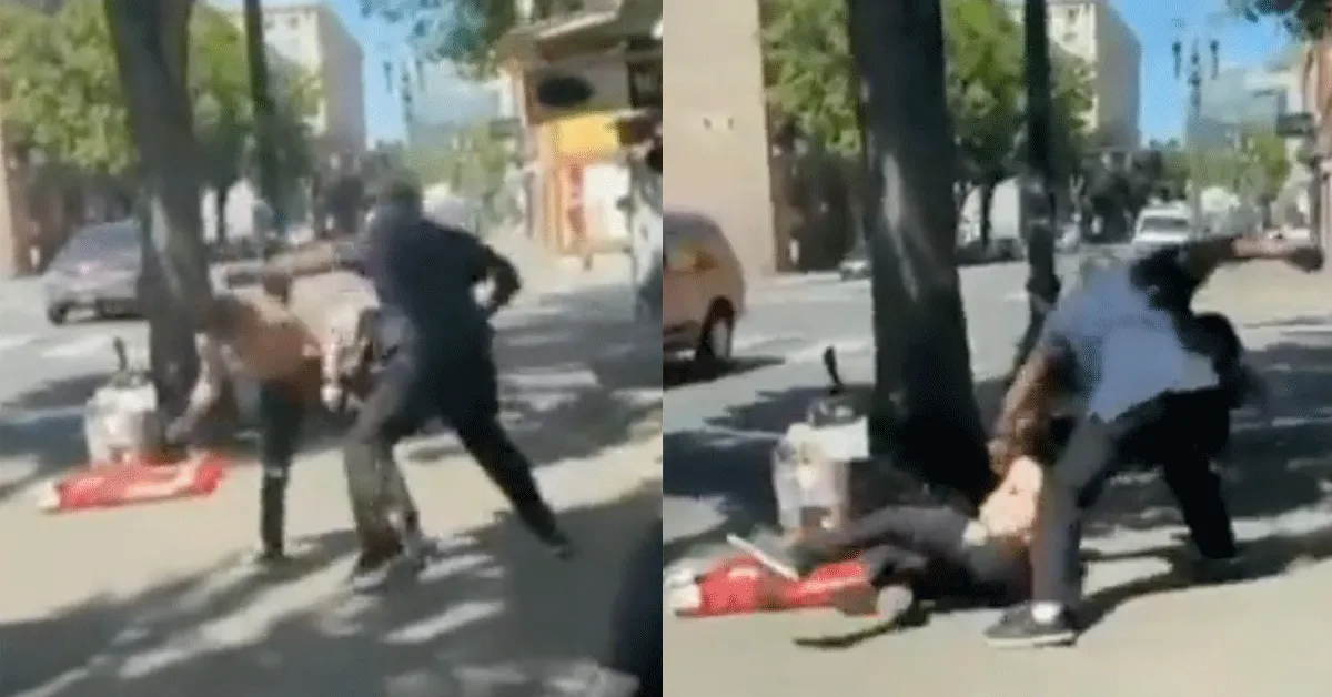 Ouwe vent slaat rooie rakker nokkie out! 'Gewone dag! (video)