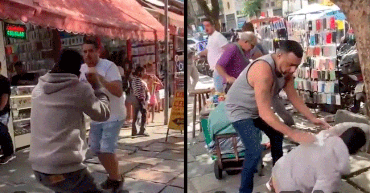 Straatverkoper klapt brutale klant aan stront! 'K*T Smartphonehoesjes ook' (video)