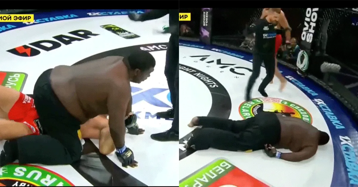 Wat vies zeg! Vechter 'KO' geklapt doordat scheids expres ingrijpt (video)