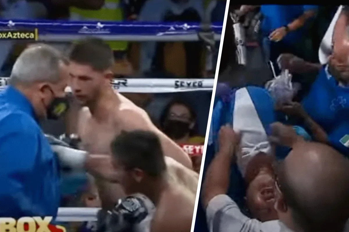 Boksscheidsrechter 'KO' geslagen: afgevoerd op brancard (video)