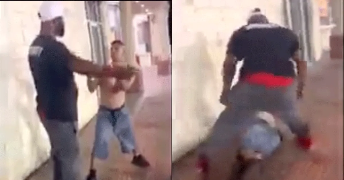 Dronken droppie knock-out geslagen na uitdagen beveiliger (video)