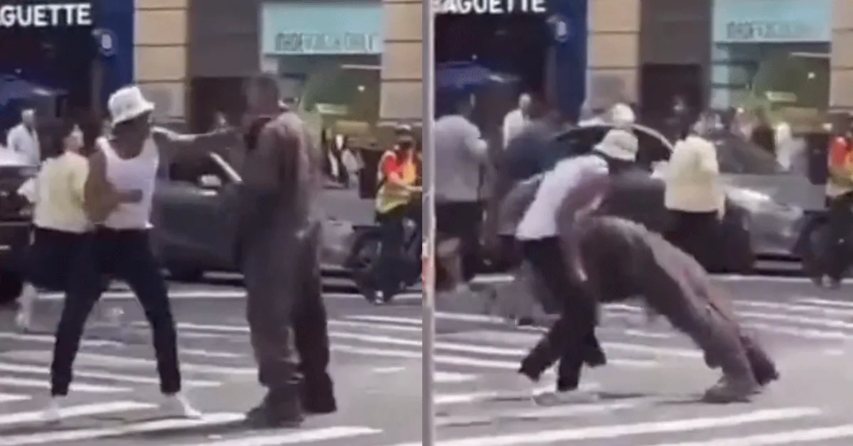 Held op sokken slaat kerel in puin! 'Kus het zebrapad' (video)