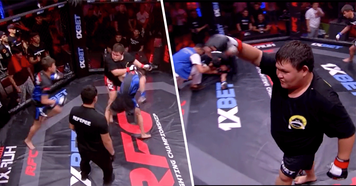 Kazach krijgt 2 man knock-out tijdens oneerlijke MMA-wedstrijd (video)
