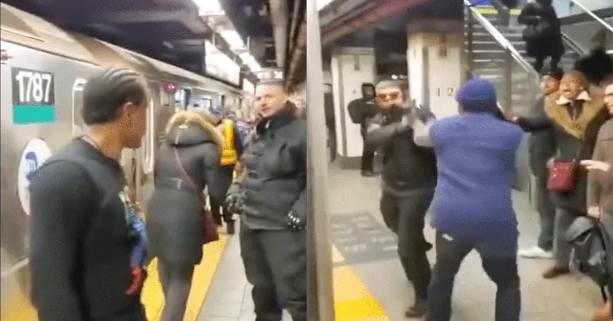 Rake klappen in metrostation: 'Stop, niet boksen' (video)