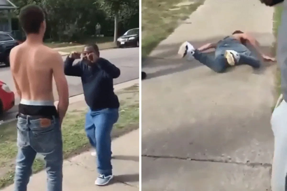 Mini bokser KLAPT rotjoch 'KO' op straat (video)