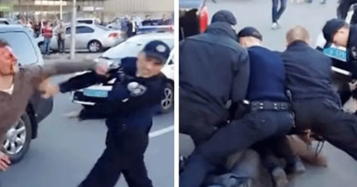 Straatgevecht: Olympisch worstelkampioen vs. 7 politieagenten (video)