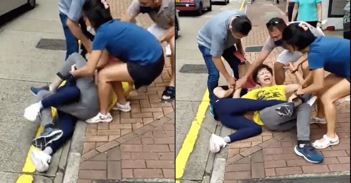 Oma pakt meisje keihard aan in straatgevecht! Jiu-Jitsu stijl (video)